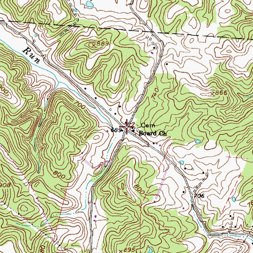 Topographic Map of Board, WV