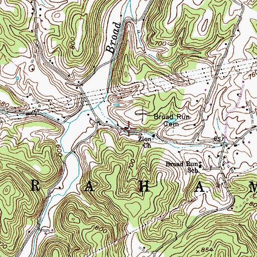 Topographic Map of Broad Creek School (historical), WV