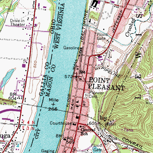 Topographic Map of Central Elementary School (historical), WV