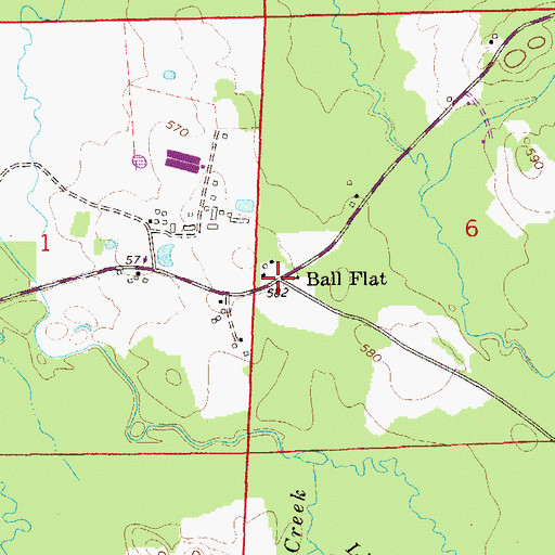 Topographic Map of Ball Flat, AL