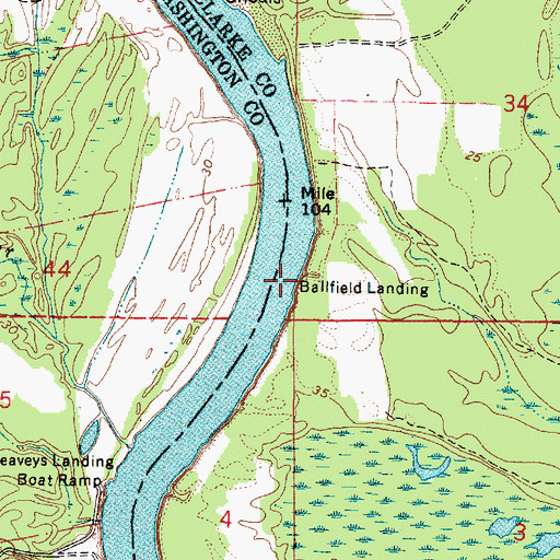 Topographic Map of Ballfield Landing, AL