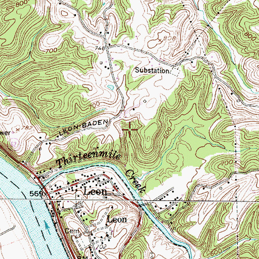 Topographic Map of Dowell Spring, WV