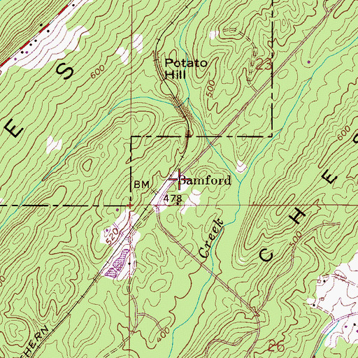 Topographic Map of Bamford, AL