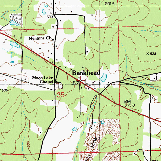 Topographic Map of Bankhead, AL