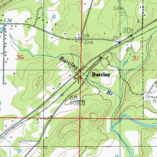 Topographic Map of Barclay, AL