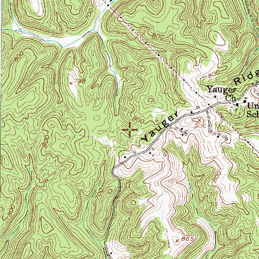 Topographic Map of Homer Peck Spring, WV