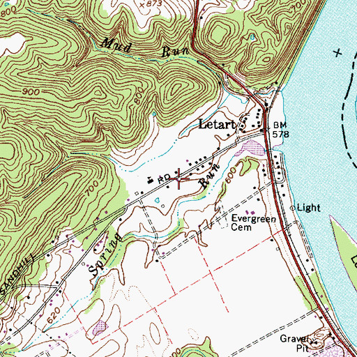 Topographic Map of Letart Post Office, WV