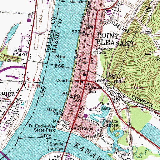 Topographic Map of Mason County Courthouse, WV