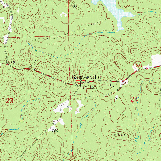 Topographic Map of Barnesville, AL