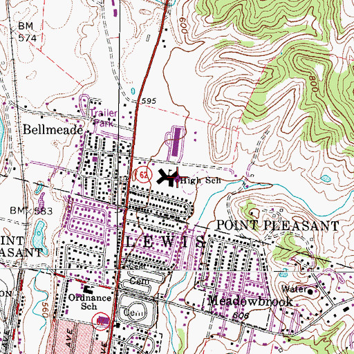 Topographic Map of Point Pleasant Junior - Senior High School, WV