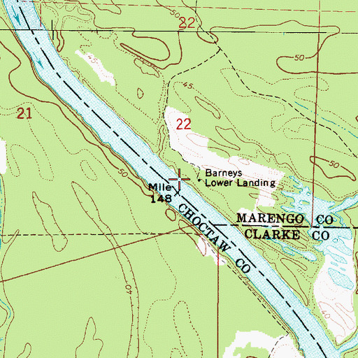 Topographic Map of Barneys Lower Landing, AL