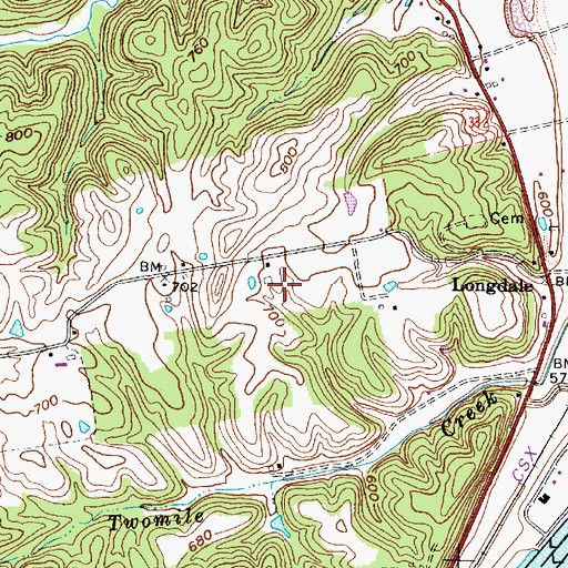 Topographic Map of Rayford Roush Spring, WV