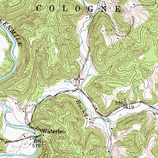 Topographic Map of Rocky Fork, WV