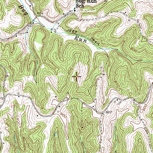 Topographic Map of Rollins Spring, WV