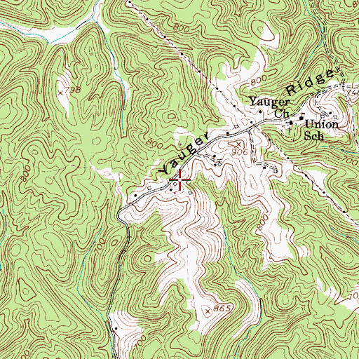 Topographic Map of Runion Spring, WV