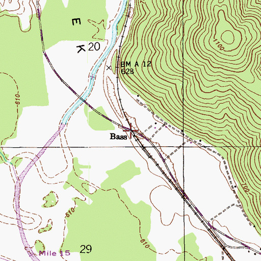 Topographic Map of Bass, AL