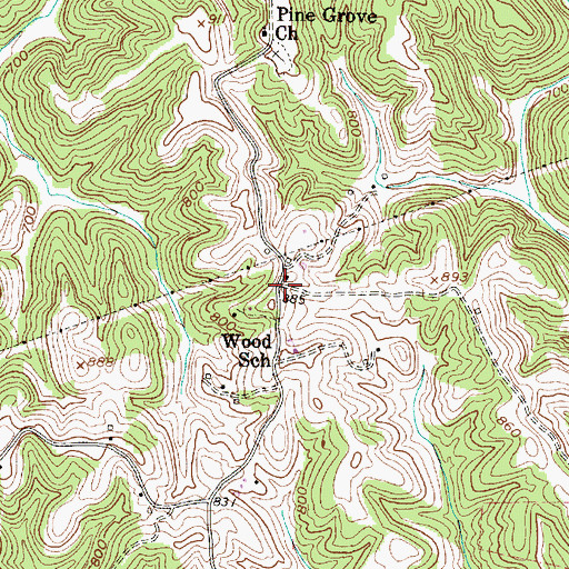 Topographic Map of Wood, WV
