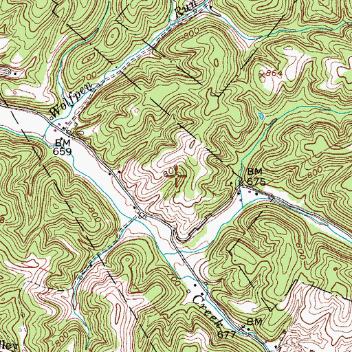 Topographic Map of Woyan Spring, WV