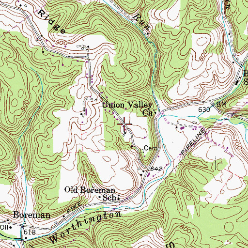 Topographic Map of Ashby Ridge Estates, WV