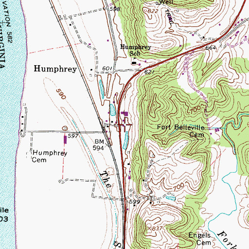 Topographic Map of Belleville Post Office, WV