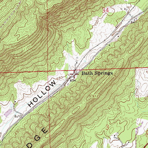 Topographic Map of Bath Springs, AL