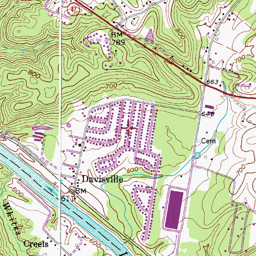 Topographic Map of Community Acres, WV