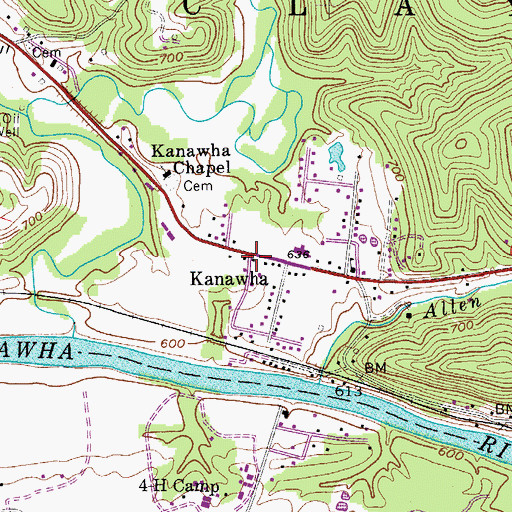Topographic Map of Davisville Post Office, WV