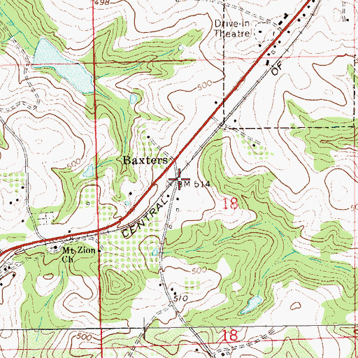 Topographic Map of Baxters, AL