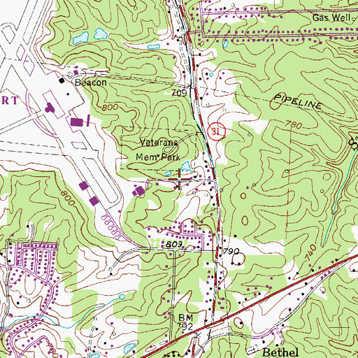 Topographic Map of Elmwood Heights, WV