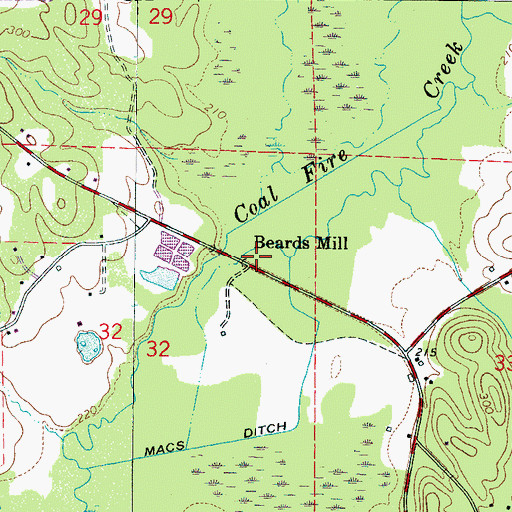Topographic Map of Beards Mill, AL