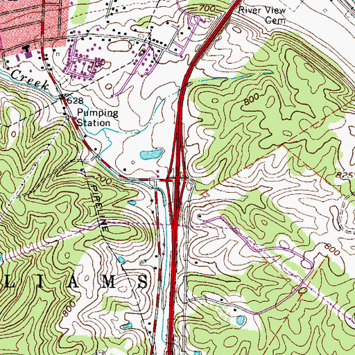 Topographic Map of Interchange 185, WV