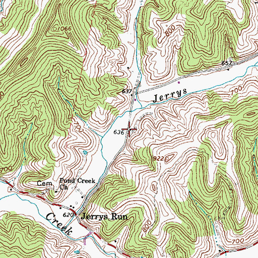 Topographic Map of Jerrys Run School (historical), WV