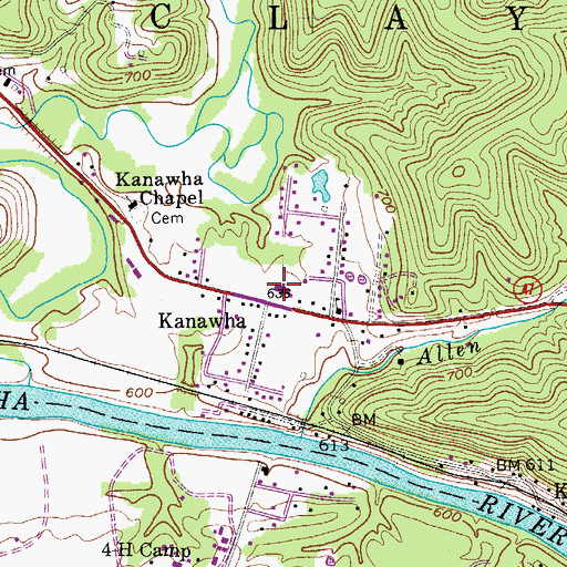 Topographic Map of Kanawha Elementary School, WV