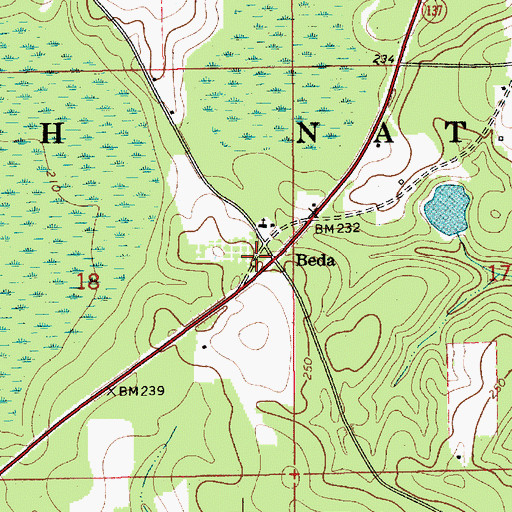 Topographic Map of Beda, AL