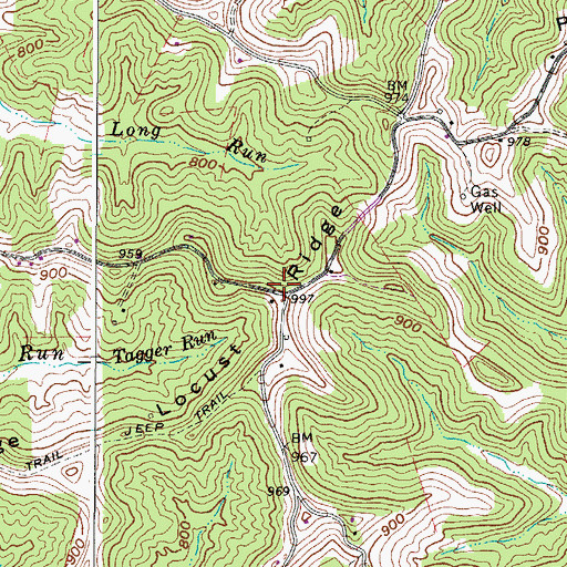 Topographic Map of Locust Ridge School (historical), WV