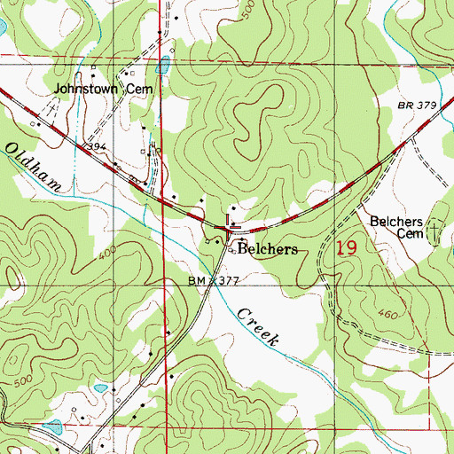 Topographic Map of Belchers, AL