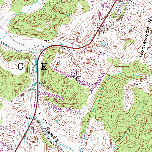 Topographic Map of Lubeck Hills, WV