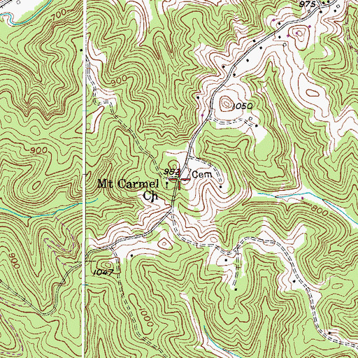 Topographic Map of Mount Carmel, WV