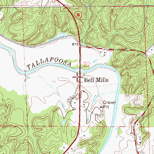 Topographic Map of Bell Mills, AL