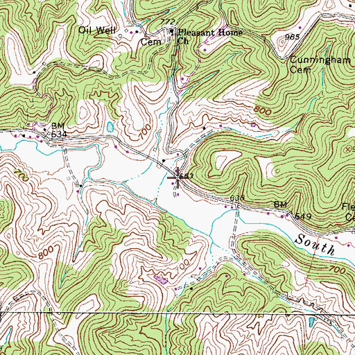 Topographic Map of Oak (historical), WV