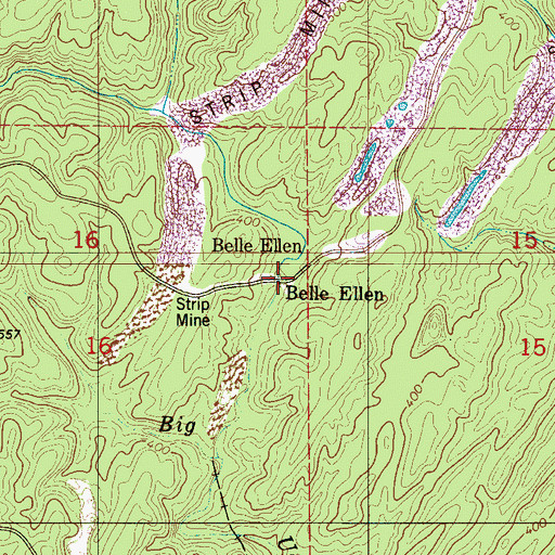 Topographic Map of Belle Ellen, AL