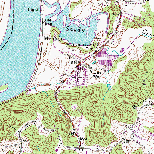 Topographic Map of Oak Acres, WV