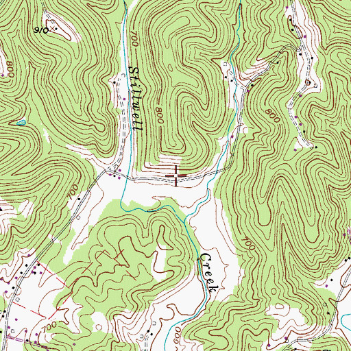 Topographic Map of Oak Grove School (historical), WV