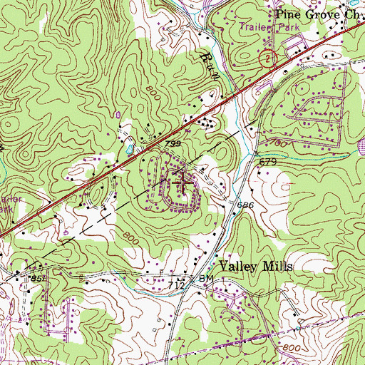 Topographic Map of Parkers Towne, WV