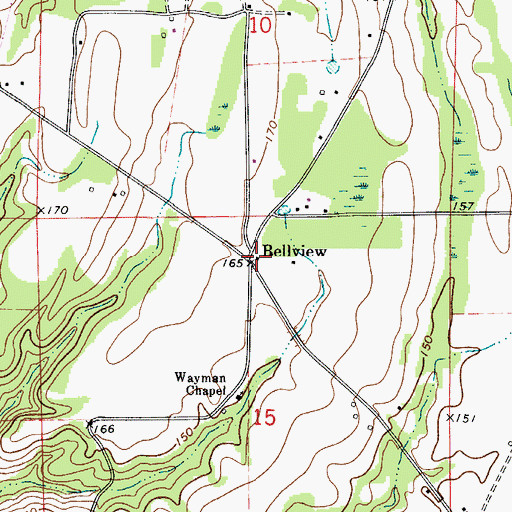 Topographic Map of Bellview, AL