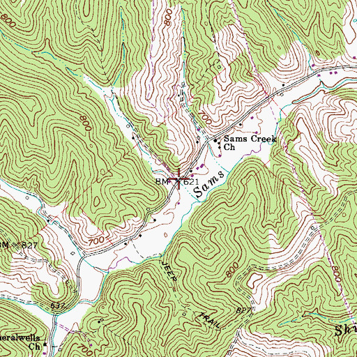 Topographic Map of Polandale, WV