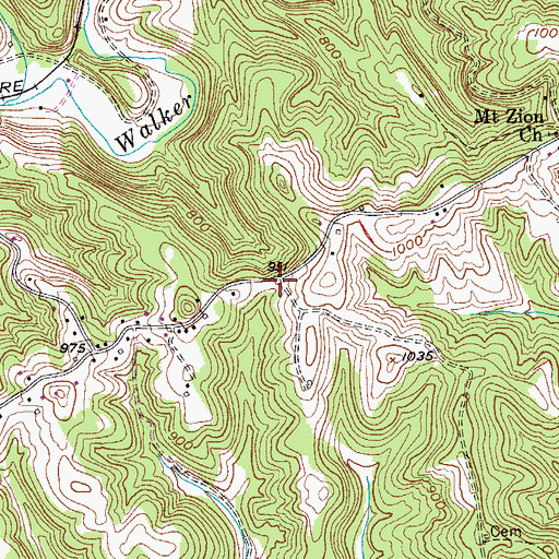 Topographic Map of Rocky Knob School (historical), WV