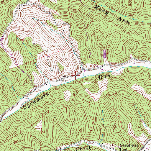 Topographic Map of Sycamore Run School (historical), WV