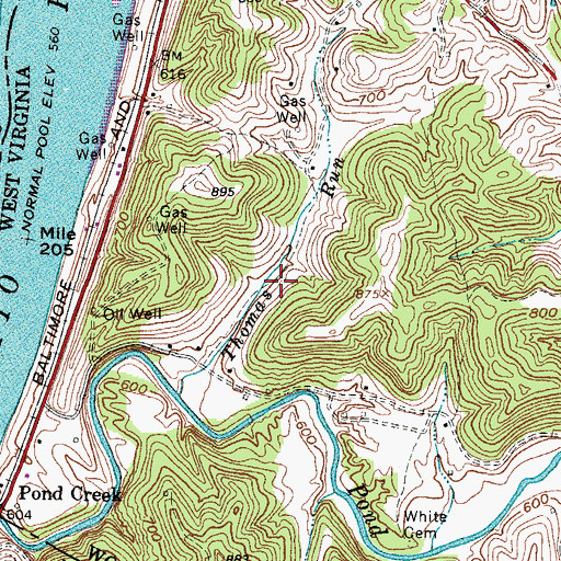 Topographic Map of Thomas Run School (historical), WV