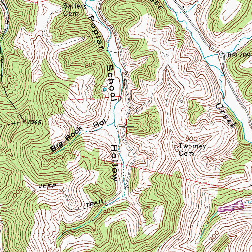 Topographic Map of Twomery School (historical), WV